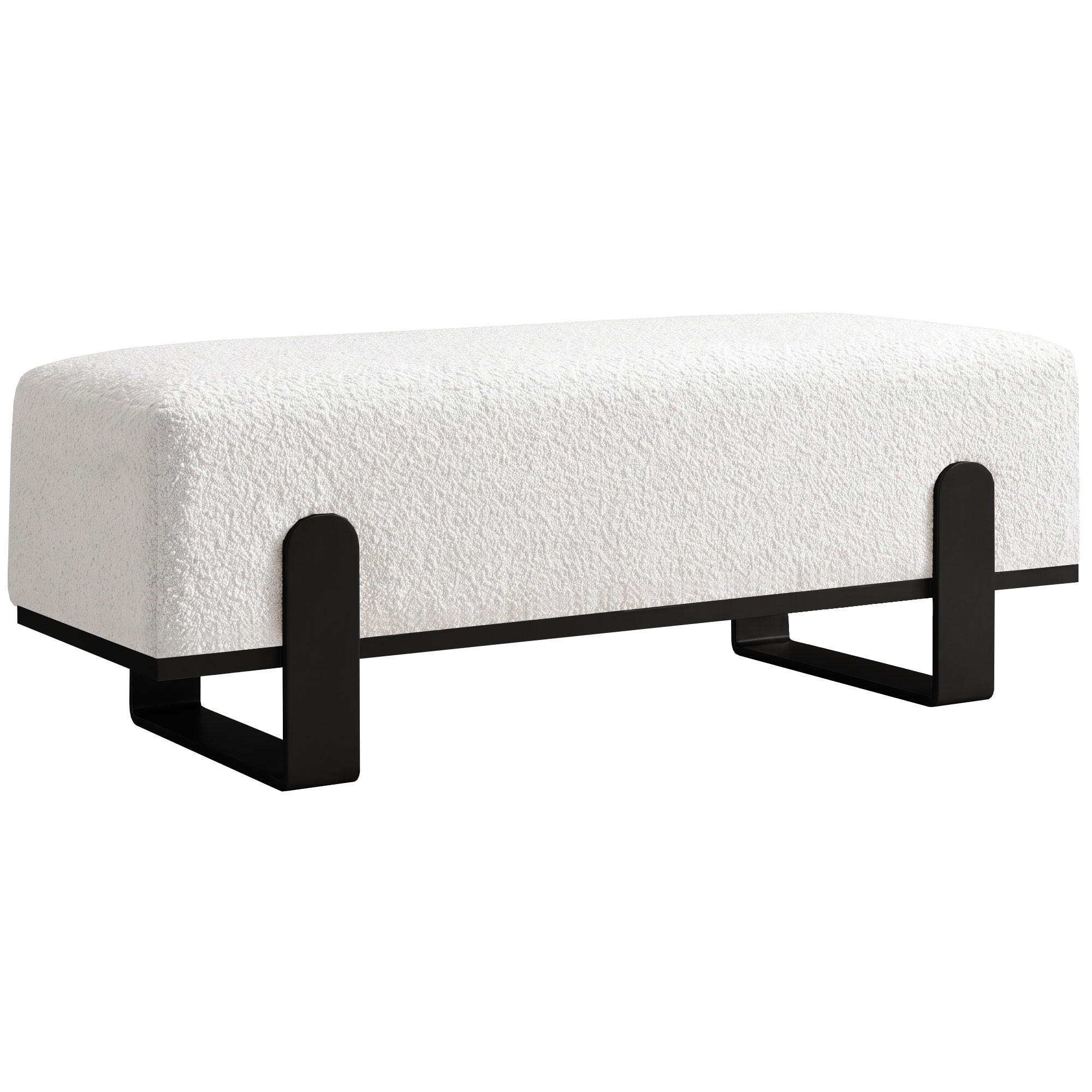 SITZBANK Melissa, Polsterbank 100 cm mit Metallgestell, Bouclé-Stoff, Hellbeige+Schwarz - Beige/Schwarz, Metall (100/47/35cm) - Beautysofa
