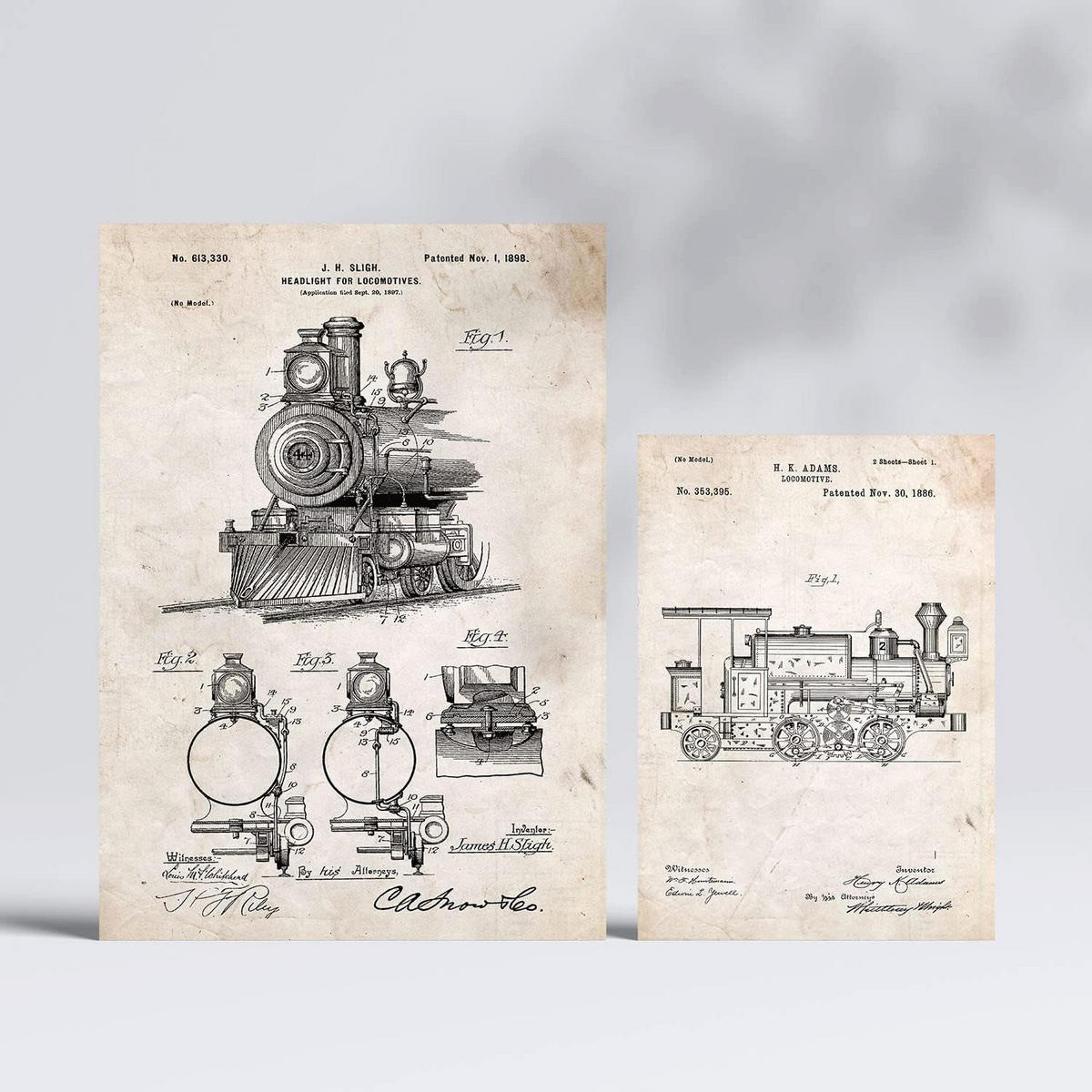 POSTER Set Mit 6 Zug Patenten Größe A3 und A4 Rahmenlos - Klar, Papier (29.7/1/42cm) - Nacnic