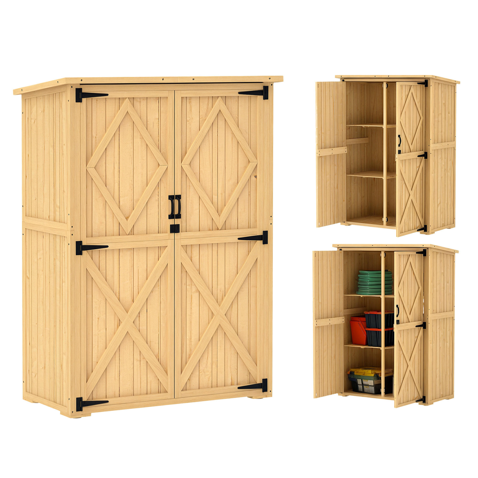 GARTENSCHUPPEN DE-09215 Hellbraun - Naturfarben, Holz (57/167/116.5cm) - ComfortXL