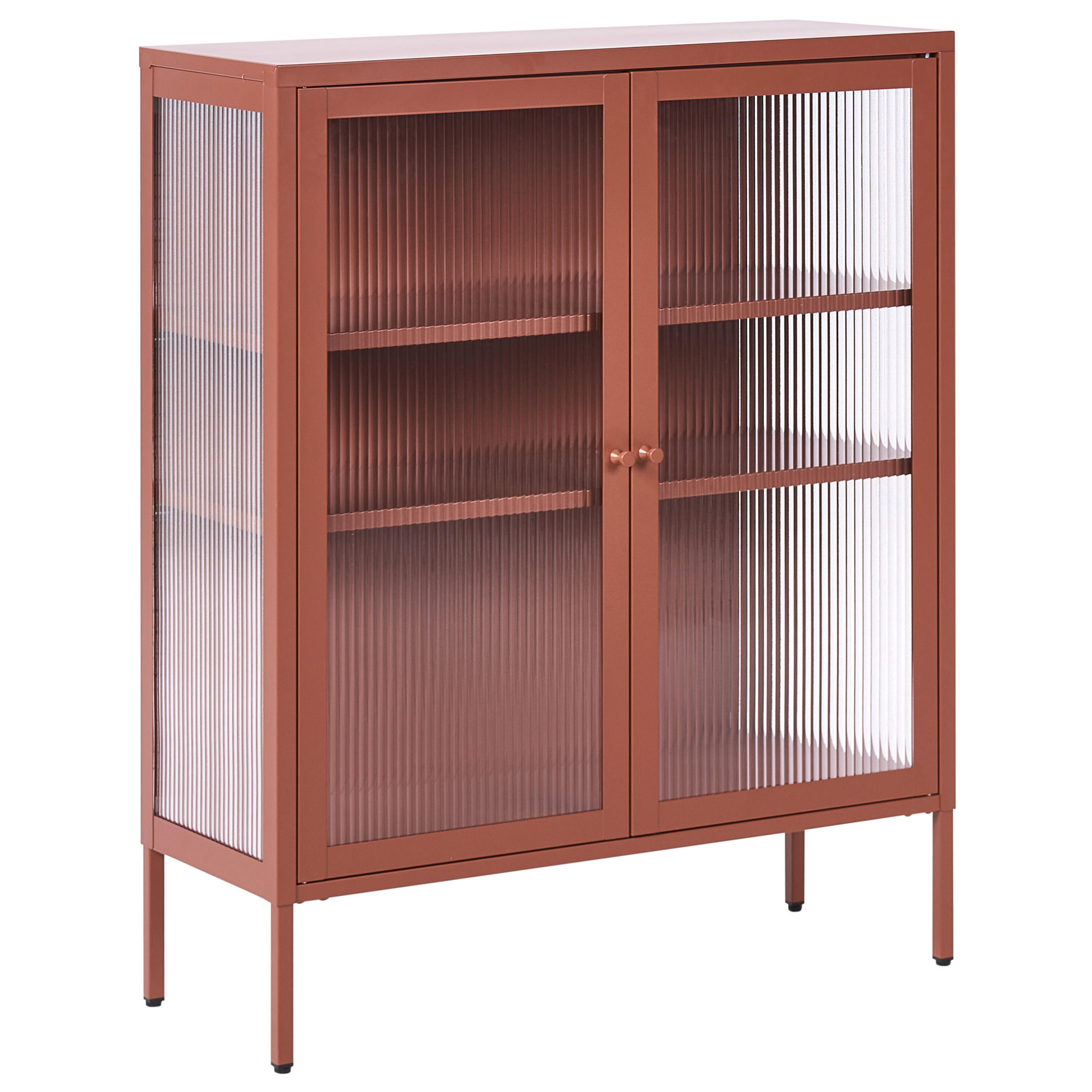 SIDEBOARD mit Glastüren Metall 90 cm Goldbraun Lerryn - Goldfarben, Metall (90/111/35cm) - Beliani