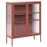 SIDEBOARD mit Glastüren Metall 90 cm Goldbraun Lerryn - Goldfarben, Metall (90/111/35cm) - Beliani