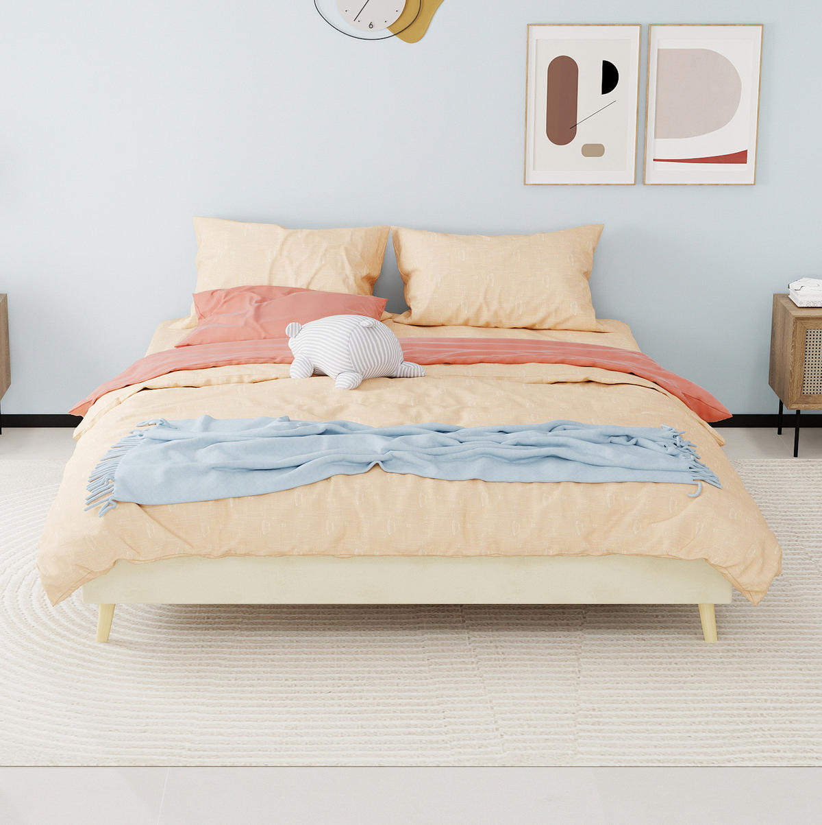 POLSTERBETT 160/200 cm mit stabiler Mehrfachstütze und modernem Design, Beige - Beige, Textil (160/200cm) - Redom