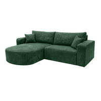 ECKSOFA Mit Schlaffunktion, Cordstoff Poso, Grün, Links, ROUND ONE - Grün, Holz (244/175cm) - Kaiser Möbel