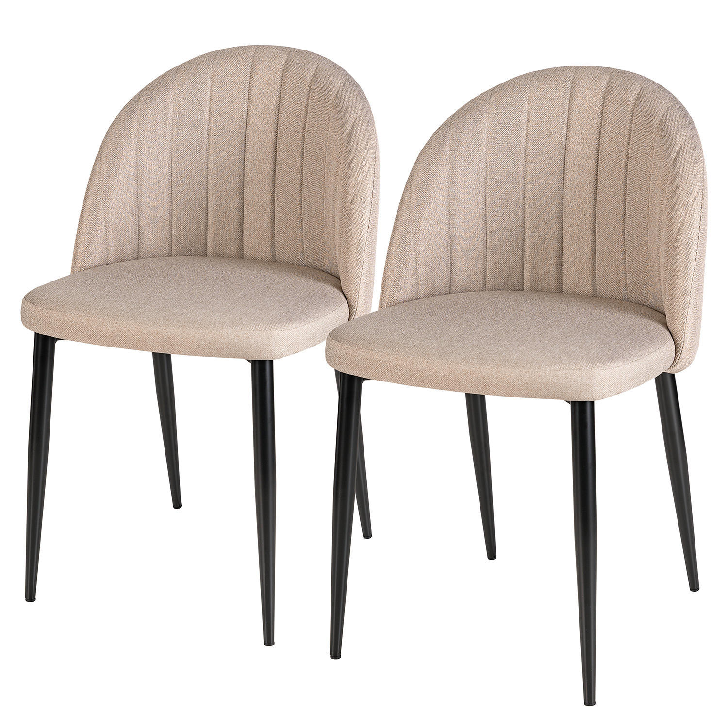 POLSTERSTUHL - 2er-Set - Webstoff / Eisen - Beige, Textil/Metall (49/81/51cm) - home24