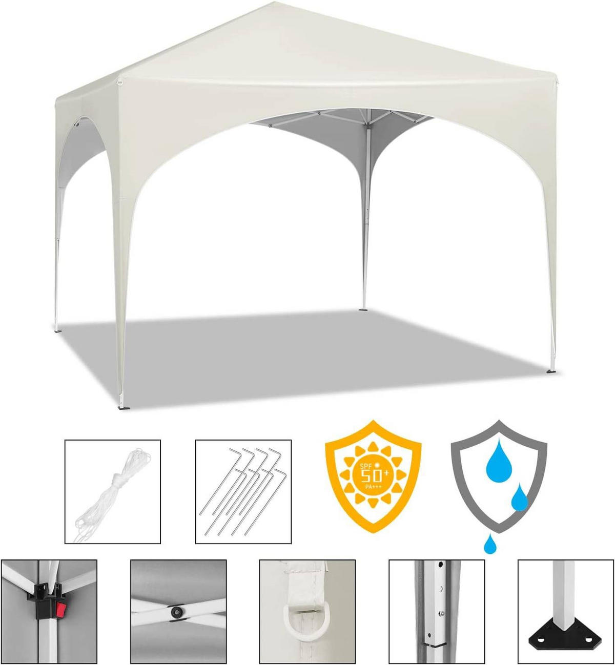 PAVILLON Faltbar wasserdichter Faltpavillon, aus Oxford Metallrahmen 3x3m - Beige, Metall (300/260/300cm) - Woltu