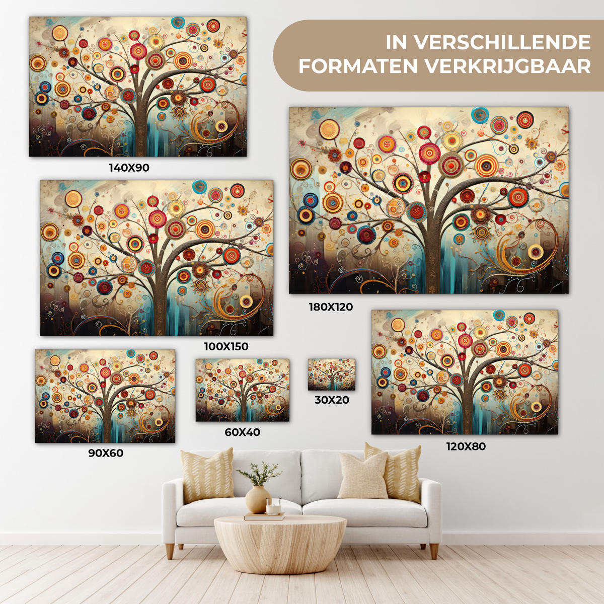 LEINWANDBILD Baum - Baum des Lebens - Farbe Deko Schlafzimmer 30x20 cm - Braun, Textil (30/20cm) - MuchoWow