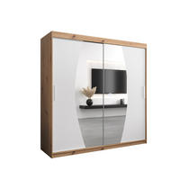 SCHWEBETÜRENSCHRANK 200/200/62 2-türig - Silberfarben/Weiß, Holz/Kunststoff (200/200/62cm) - Abiks Möbel