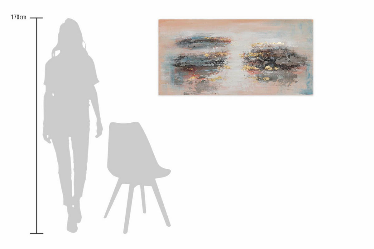ACRYLBILD HANDGEMALT 120/60 cm - Beige/Grau, Holz/Textil (2/60cm) - KUNSTLOFT