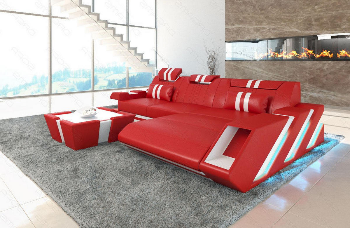 ECKSOFA Apollonia L - Rot, Leder (190/295cm) - Sofa Dreams