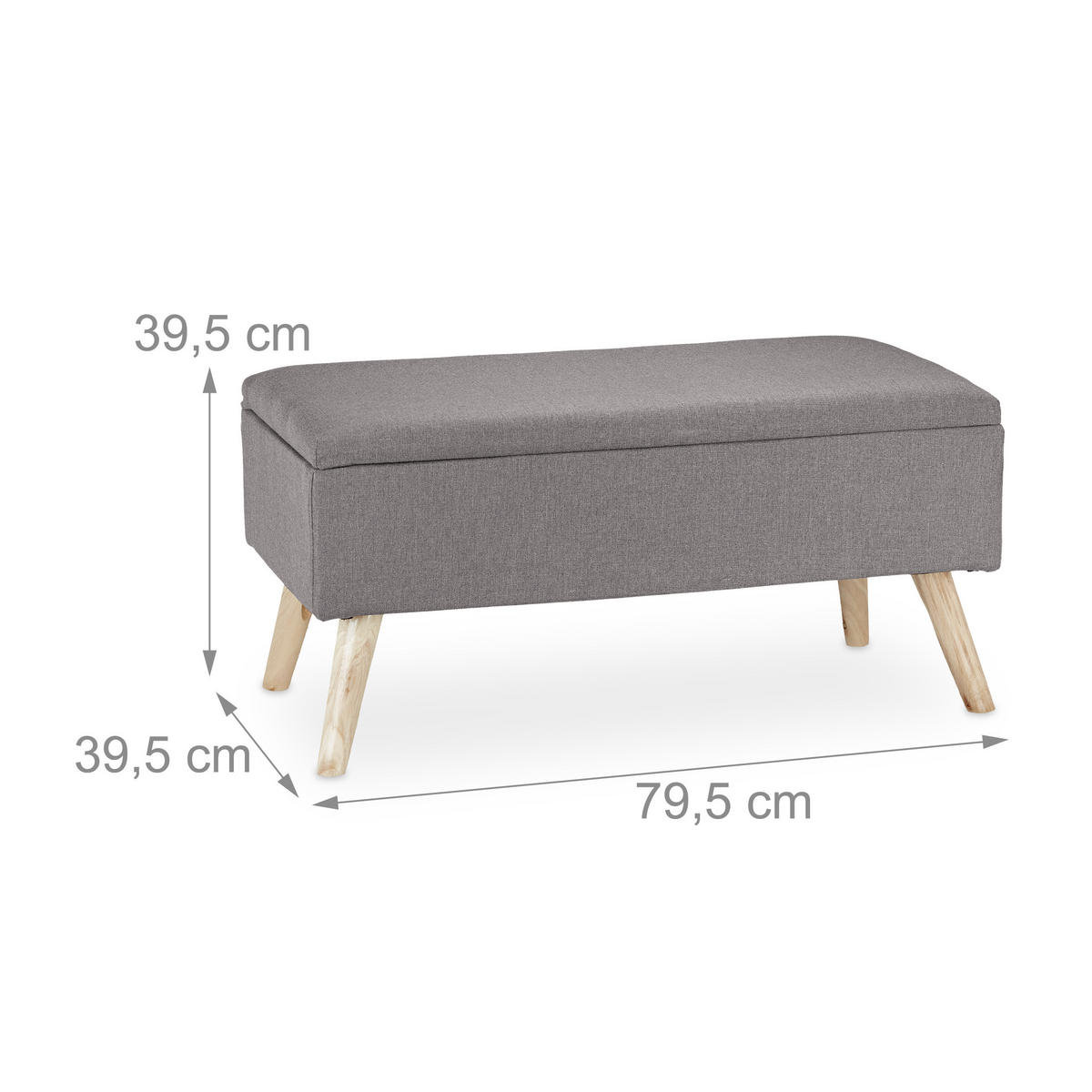 SITZBANK - Grau, Holz/Holzwerkstoff (79.5/39.5/39.5cm) - Relaxdays