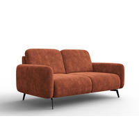 SOFA FEBE 2-Sitzer, rostroter Chenille-Stoff - Rostfarben/Schwarz, Holz/Textil (160/82/96cm) - Wozimo