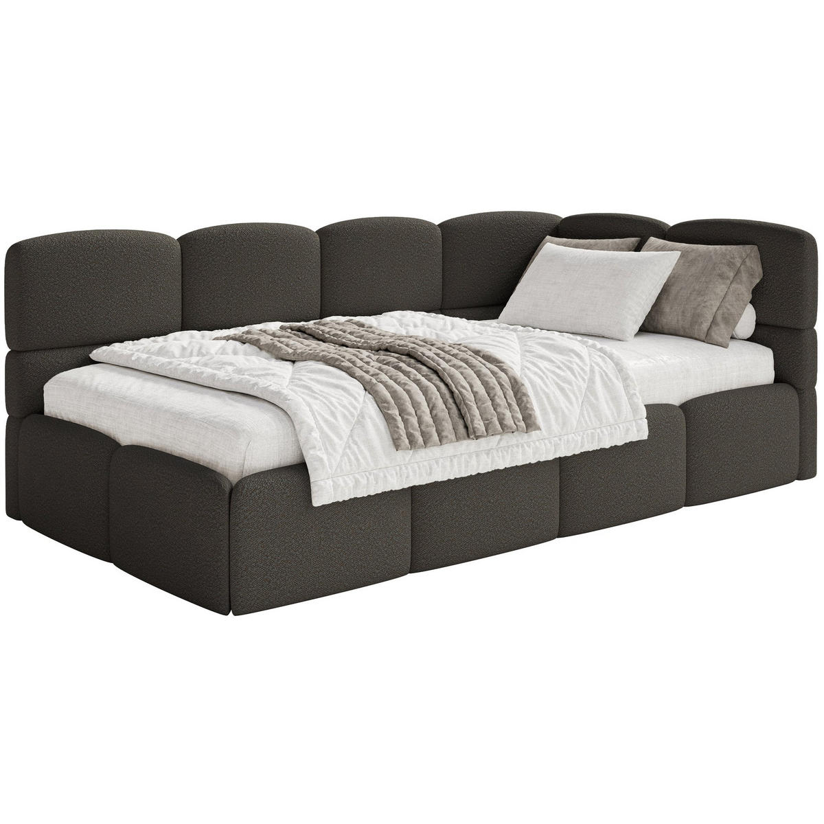JUGENDBETT Cloudy Braun 120 cm, Bouclé - Schwarz/Braun, Kunststoff/Textil (120/200cm) - Selsey