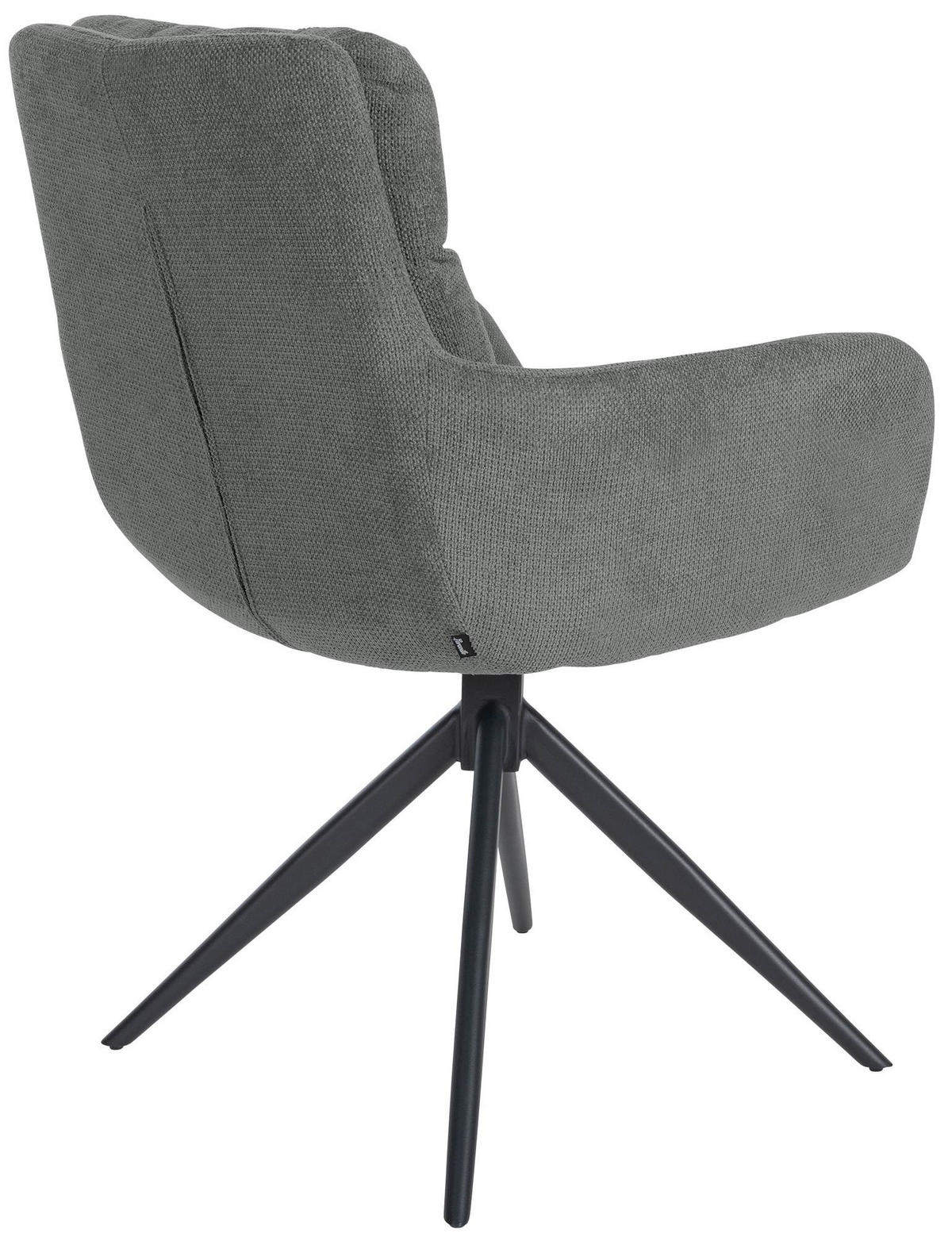 ARMLEHNENSTUHL 2er Set Stoff Grau - Schwarz/Grau, Textil/Metall (60/88/65cm) - CLP