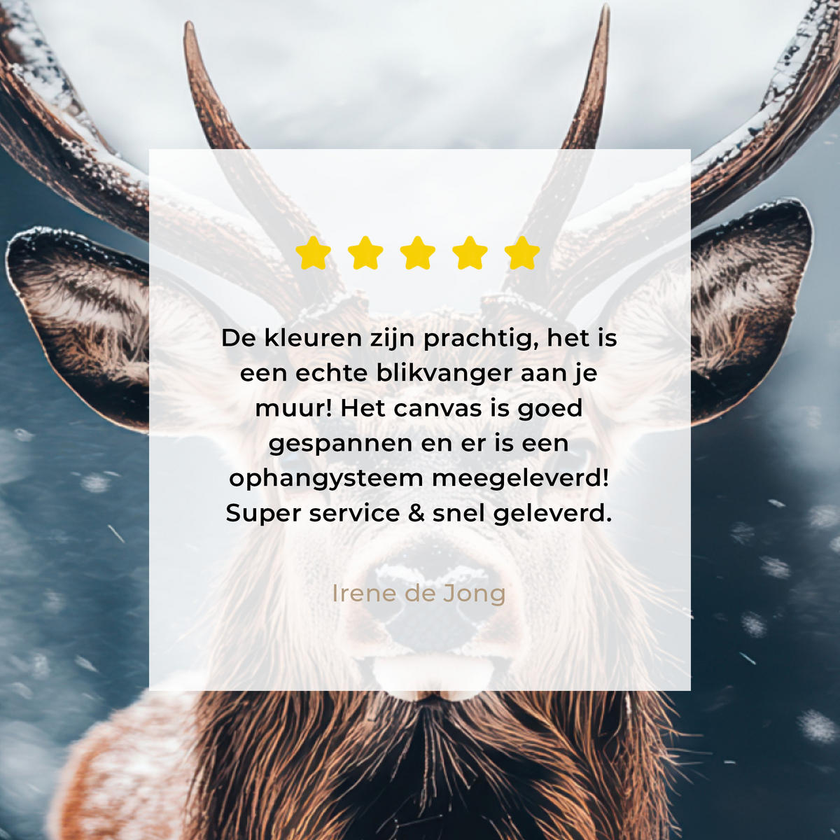 LEINWANDBILD Hirsche - Tiere - Landschaft - Winter - Schnee Deko Groß 90x90 cm - Kastanienfarben, Textil (90/90cm) - MuchoWow