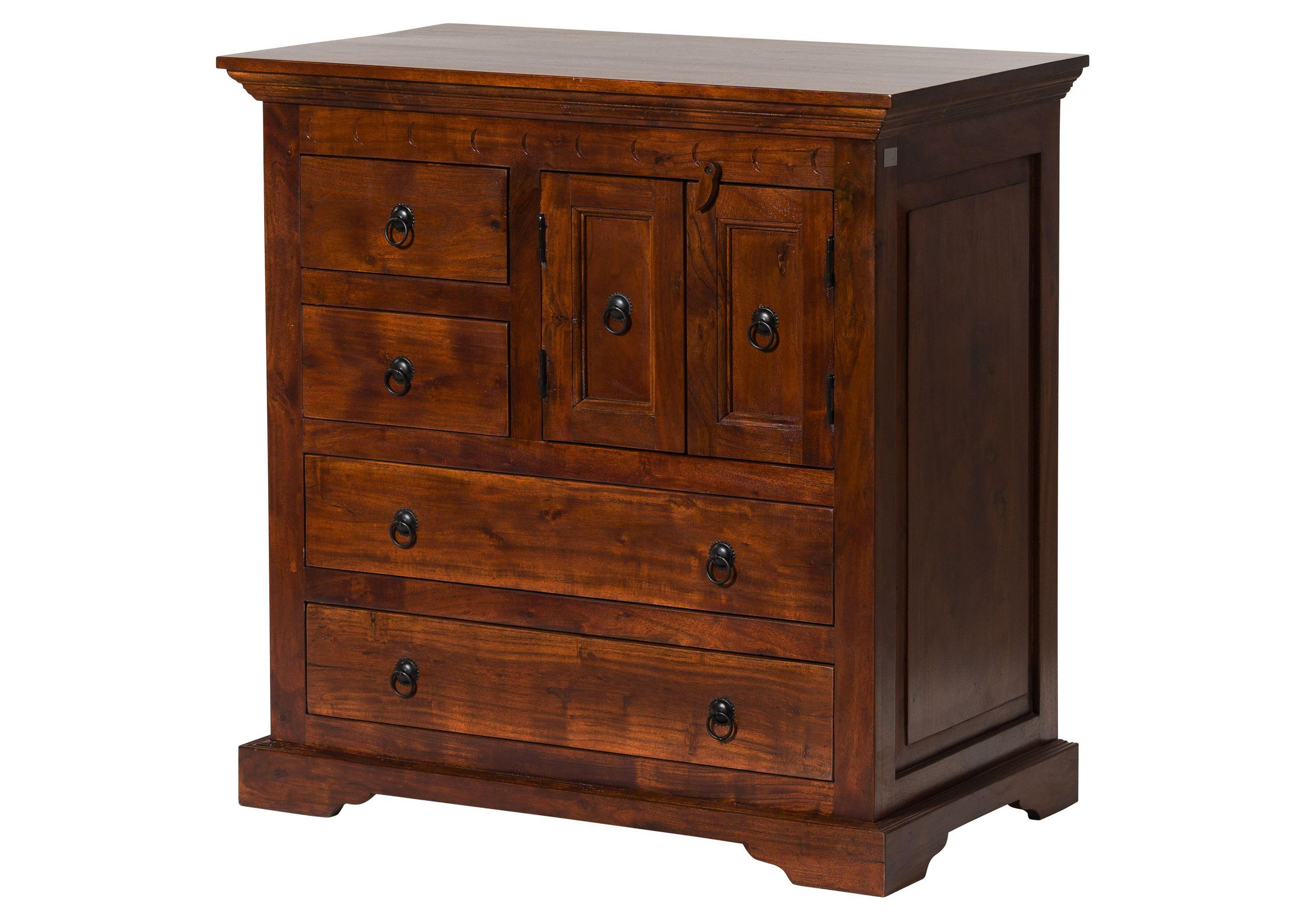 KOMMODE Akazie 87x50x87 nougat lackiert OXFORD #446 - Dunkelbraun, Holz (87/87/50cm) - Massivmoebel24