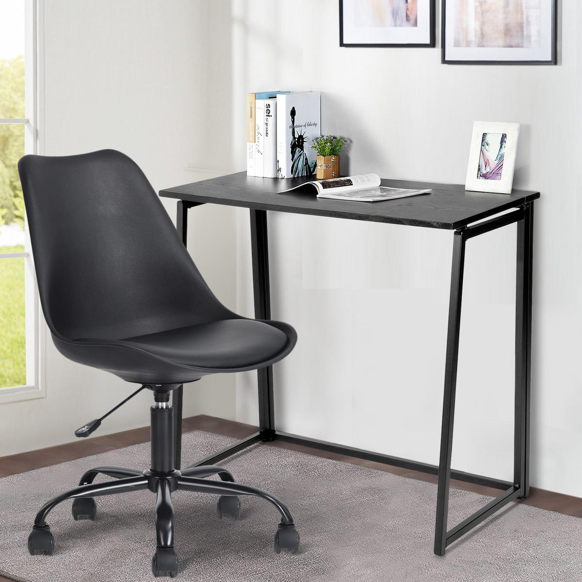 KLAPPTISCH als Schreibtisch und Computertisch, Schwarz - Schwarz, Metall (41.5/78/74cm) - Meubles Cosy
