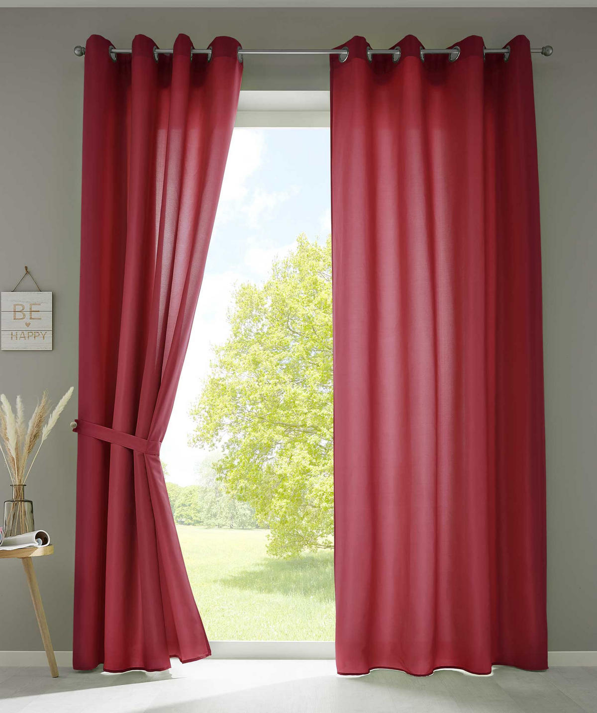 VORHANG 2ER SET BERLIN HxB 245x140cm Bordeaux - Bordeaux, Textil (140/245/245cm) - Gardinenbox