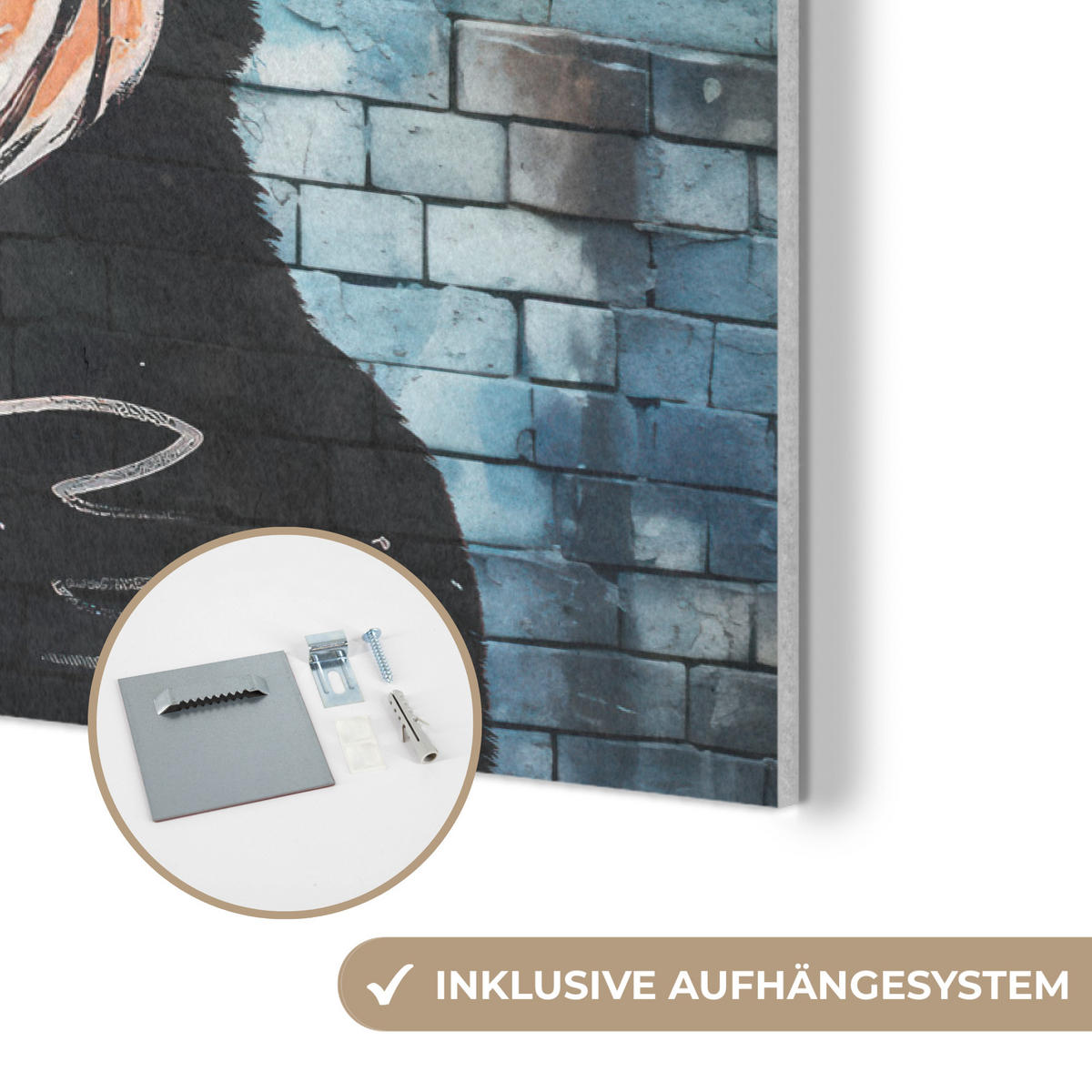 AKUSTIKBILD Affe - Graffiti - Musik Akustikpaneele 90x60 cm - Multicolor, Kunststoff (90/60/0.9cm) - MuchoWow