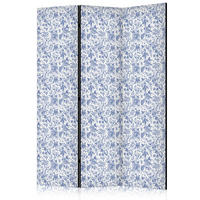 PARAVENT Einseitig Bedruckter 3-tlg 135x172 cm Blaue Blumen - Blau, Holz/Textil (135/172/3cm) - Muralo