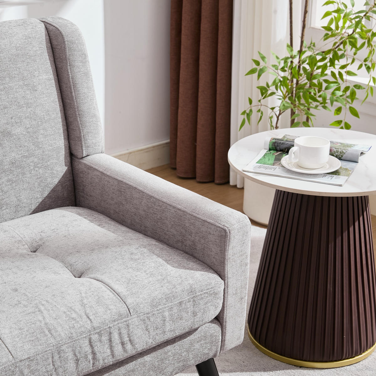 2-SITZER SOFA Leinen Hellgrau - Hellgrau, Holz/Holzwerkstoff (119/88/75cm) - WISHDOR