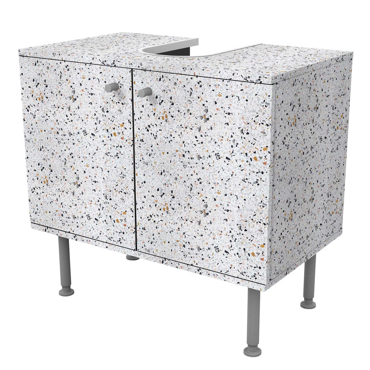 WASCHBECKENUNTERSCHRANK Terrazzo Muster Neapel 60/55/35 cm - Weiß, Holzwerkstoff (60/55/35cm) - Bilderwelten