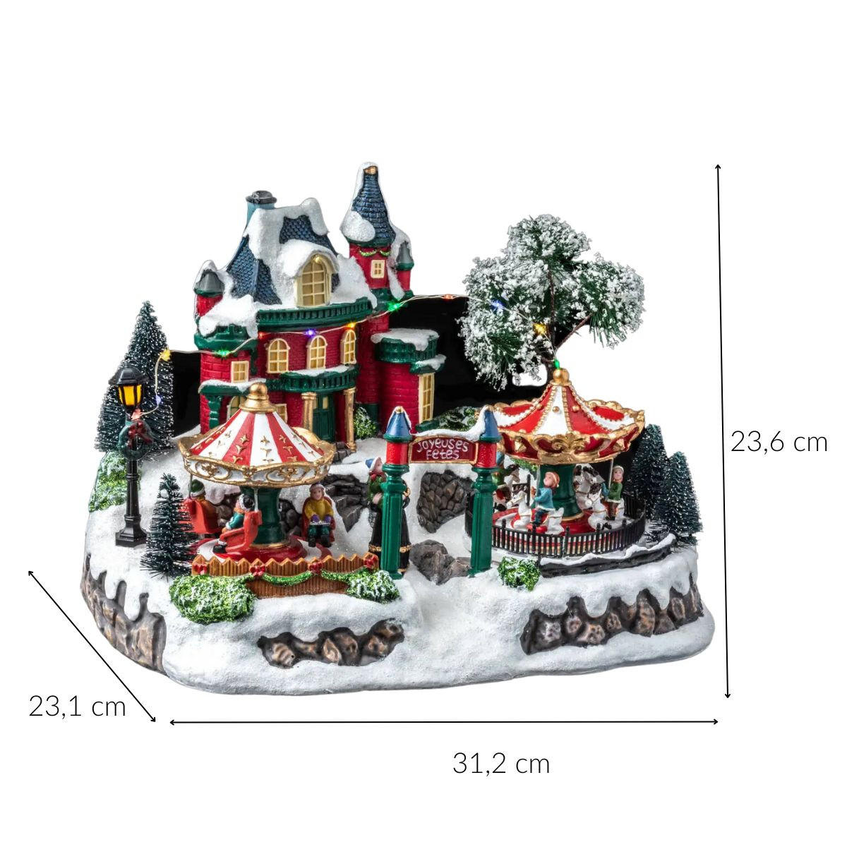 WEIHNACHTSSZENE mit Karussell 31,2/23,1/23,6 cm - Multicolor, Kunststoff (23.1/23.6/31.2cm) - Fééric Lights and Christmas
