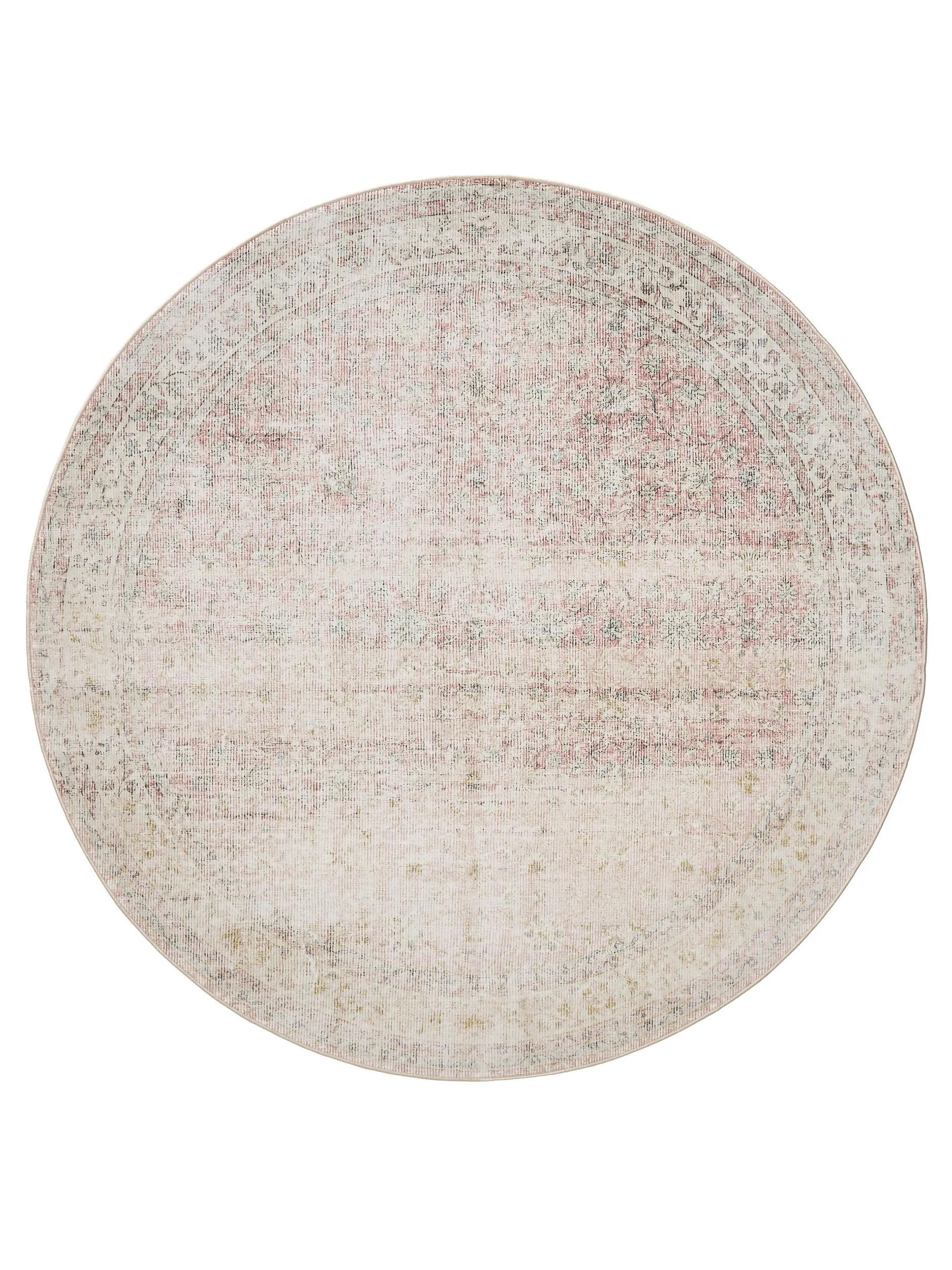 VINTAGE-TEPPICH George waschbar ø 120 cm rund - Beige/Rosa, Kunststoff (120/120cm) - benuta