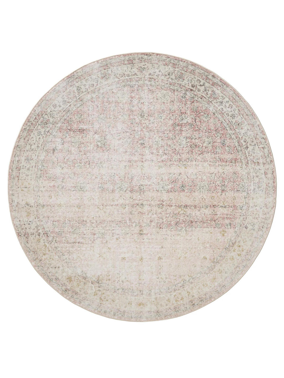 VINTAGE-TEPPICH George waschbar ø 160 cm rund - Beige/Rosa, Kunststoff (160/160cm) - benuta