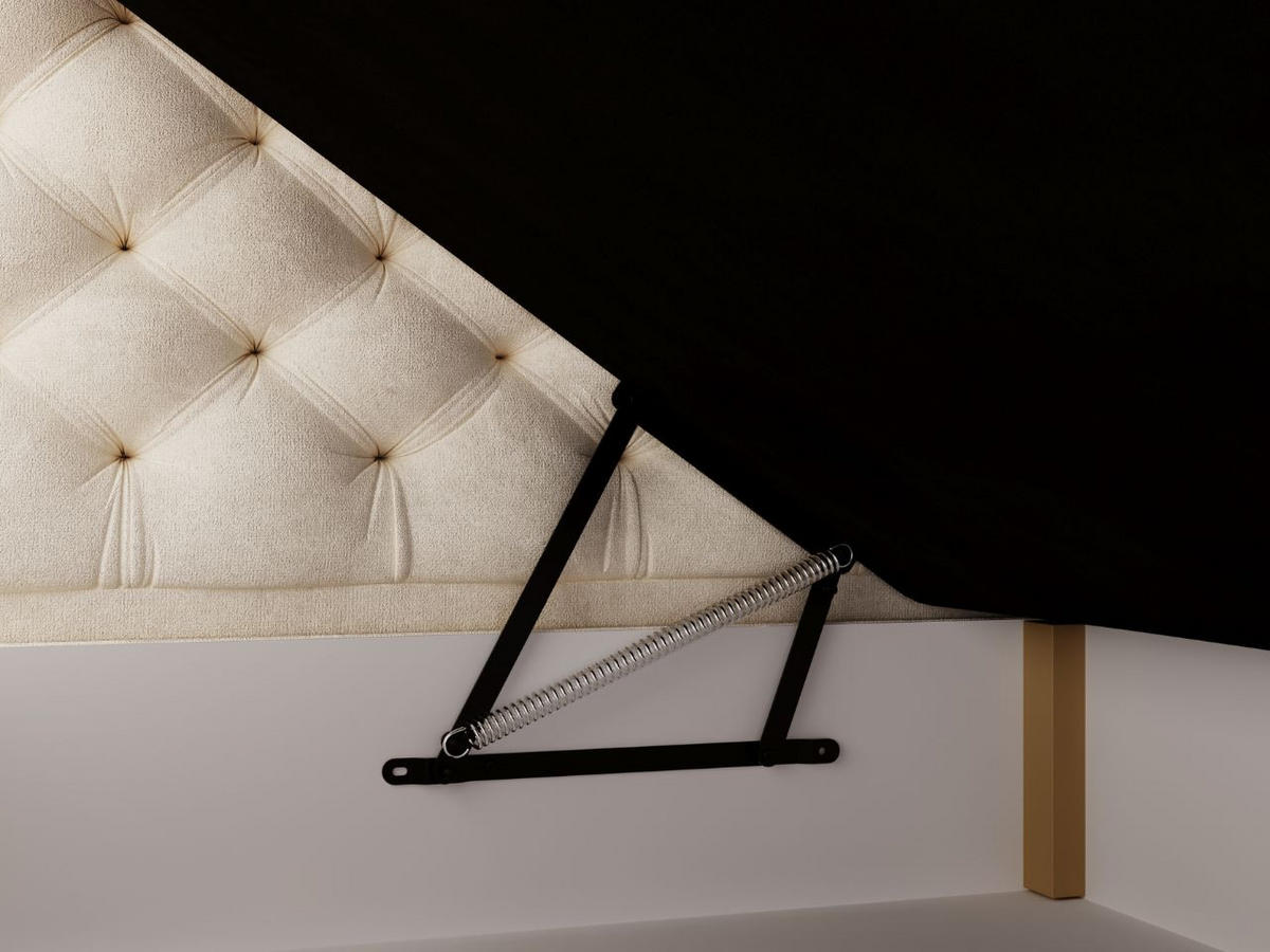 BOXBETT Bergamo 160x200 Beige - Beige/Schwarz, Holz/Textil (160/200cm) - Graingold