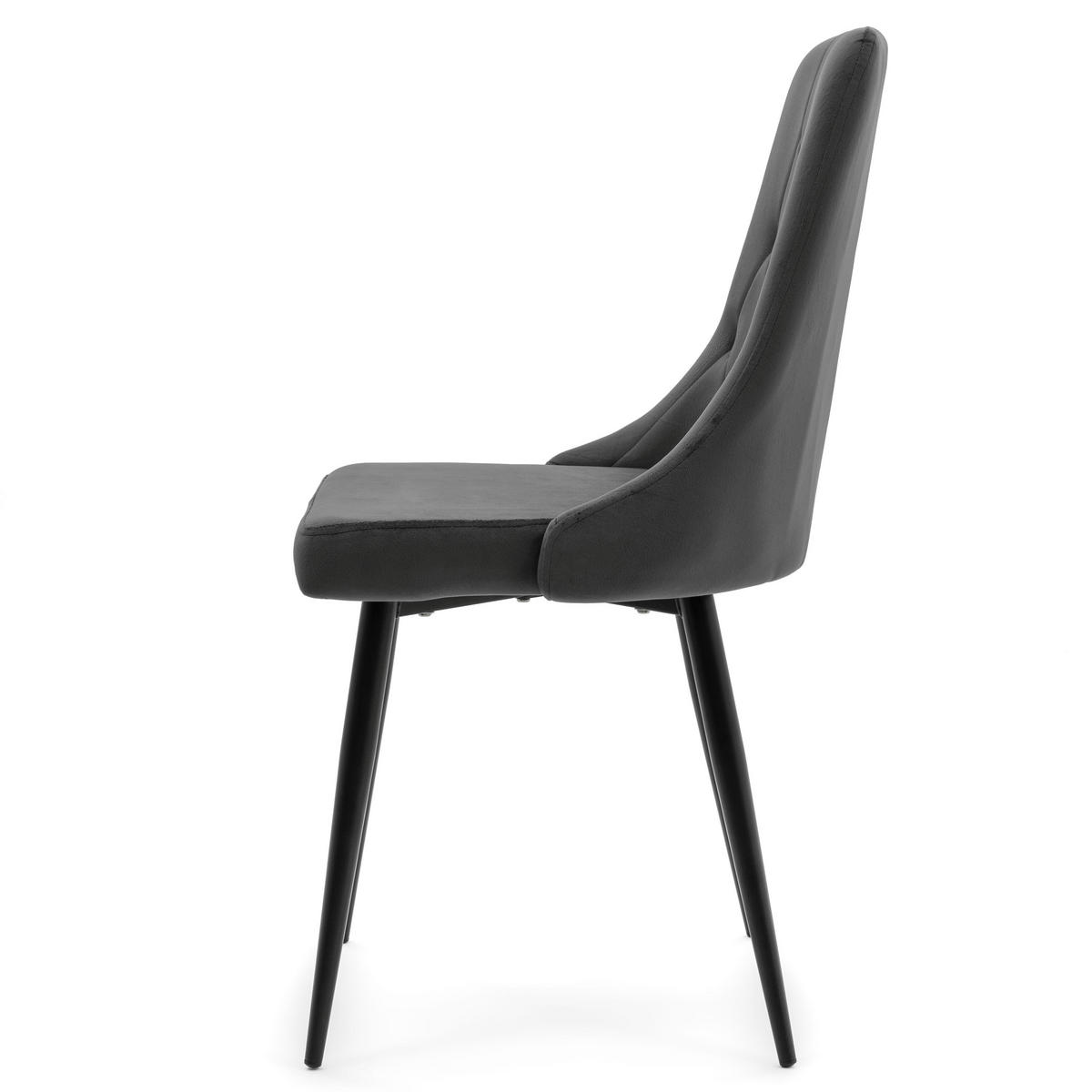 STUHL CAREN gepolstert mit Steppung - grau - Samt Velours - Schwarz/Grau, Metall (50/94/65cm) - NEW HOME