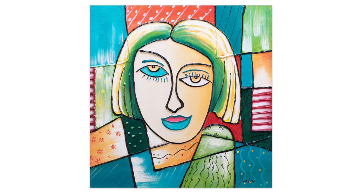 RUČNE MAĽOVANÝ AKRYLOVÝ OBRAZ 80/80 cm, viacfarebný, figurálny motív - viacfarebná, drevo/textil (80/80cm) - KUNSTLOFT