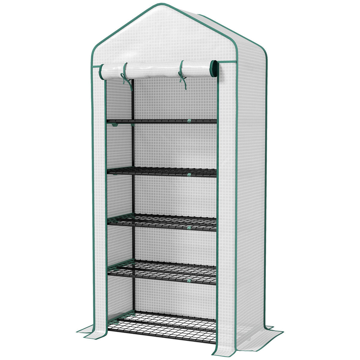 GEWÄCHSHAUS DE-11975 mit 5 Etagen & Rolltür Grün - Weiß, Kunststoff (49/193/90cm) - ComfortXL