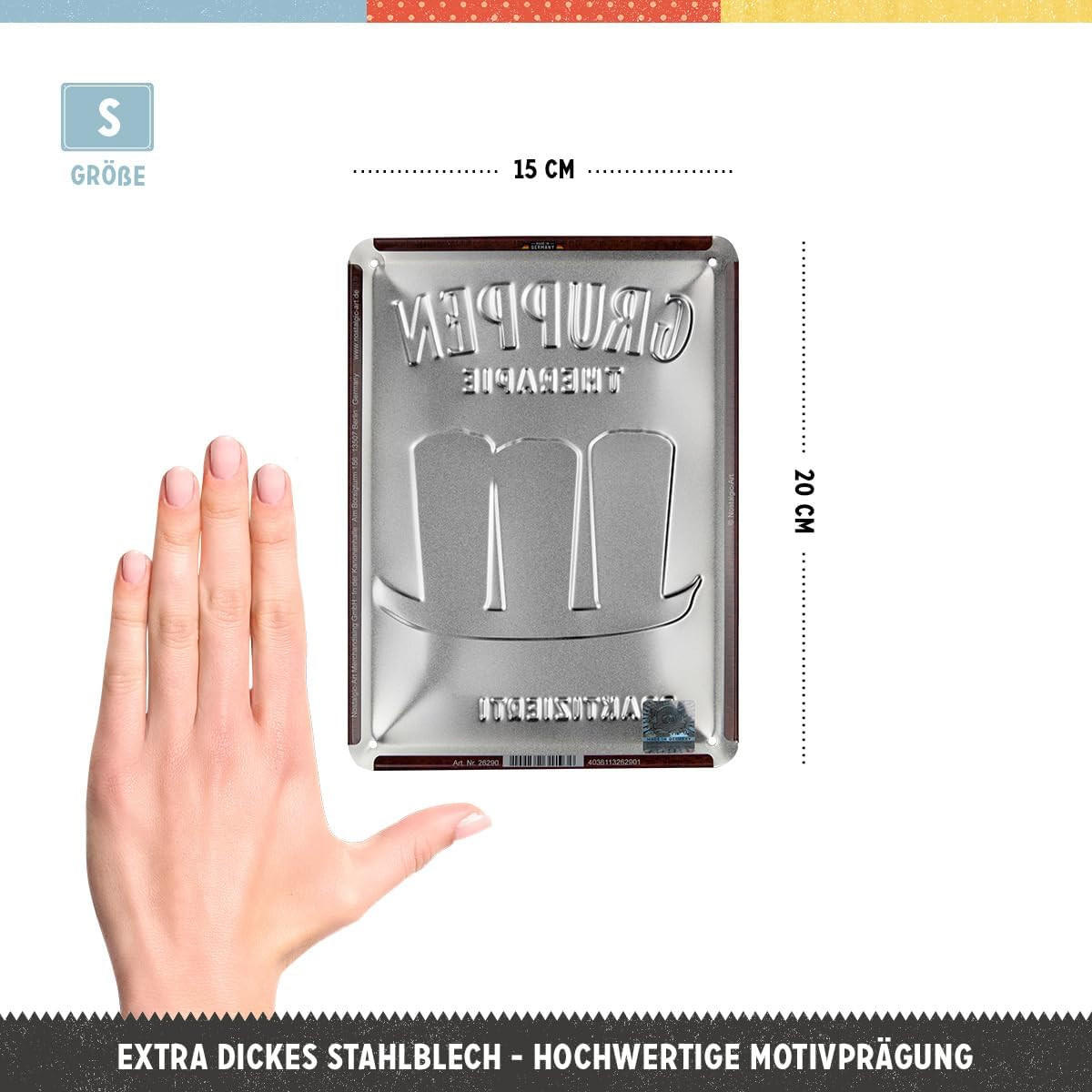 BLECHSCHILD 15/20 cm Gruppentherapie Bier - Multicolor, Metall (15/20/0.5cm) - Nostalgic-Art