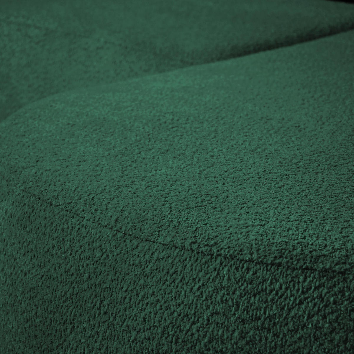 ECKSOFA Teddy L dunkelgrün, Bouclé-Stoff, rechts - Schwarz/Grün, Textil (270/170cm) - Beautysofa