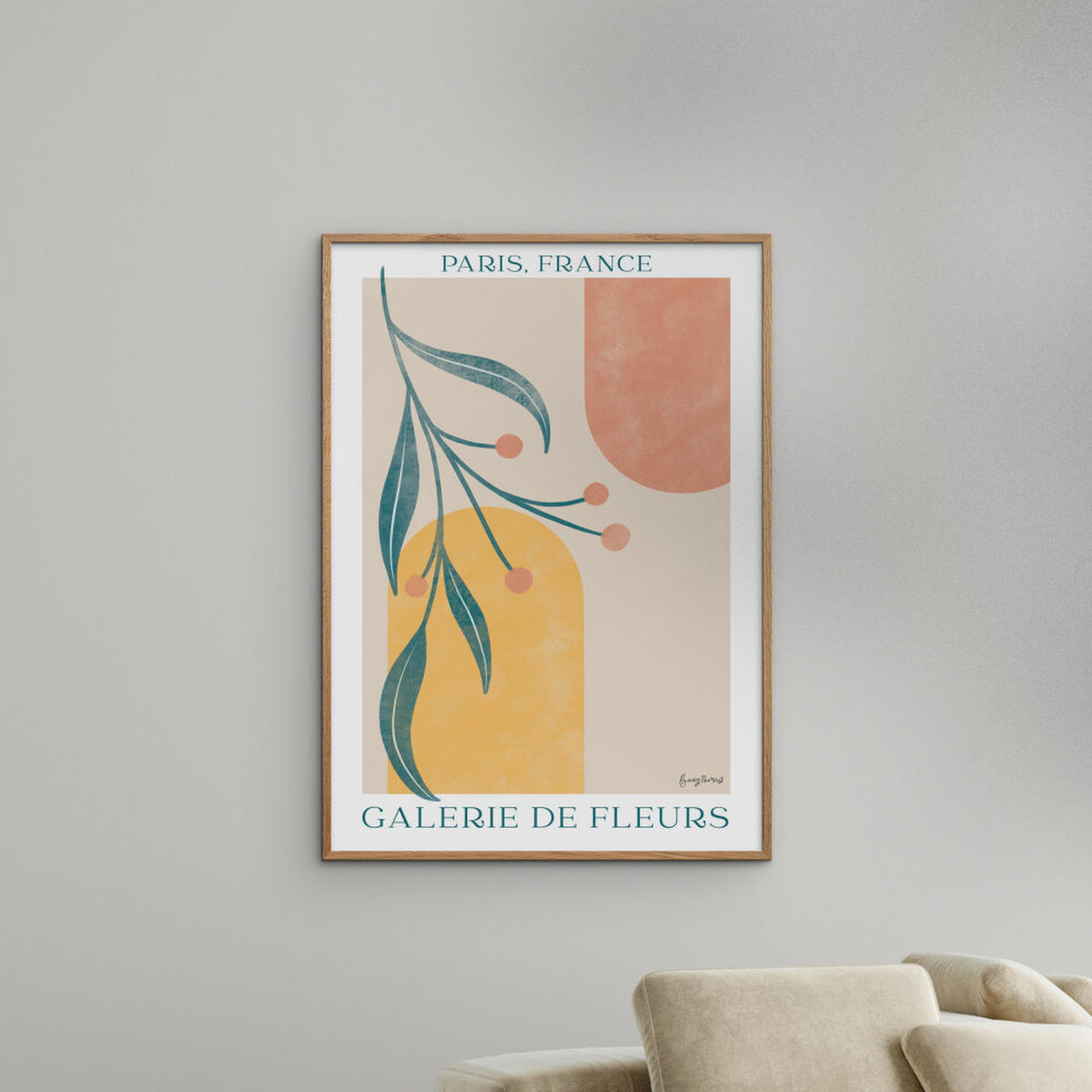 POSTER mit Rahmen Wild Apple - Botanical Poster III - Eichefarben/Multicolor, Holz/Papier (50/70cm) - Poster&Frame