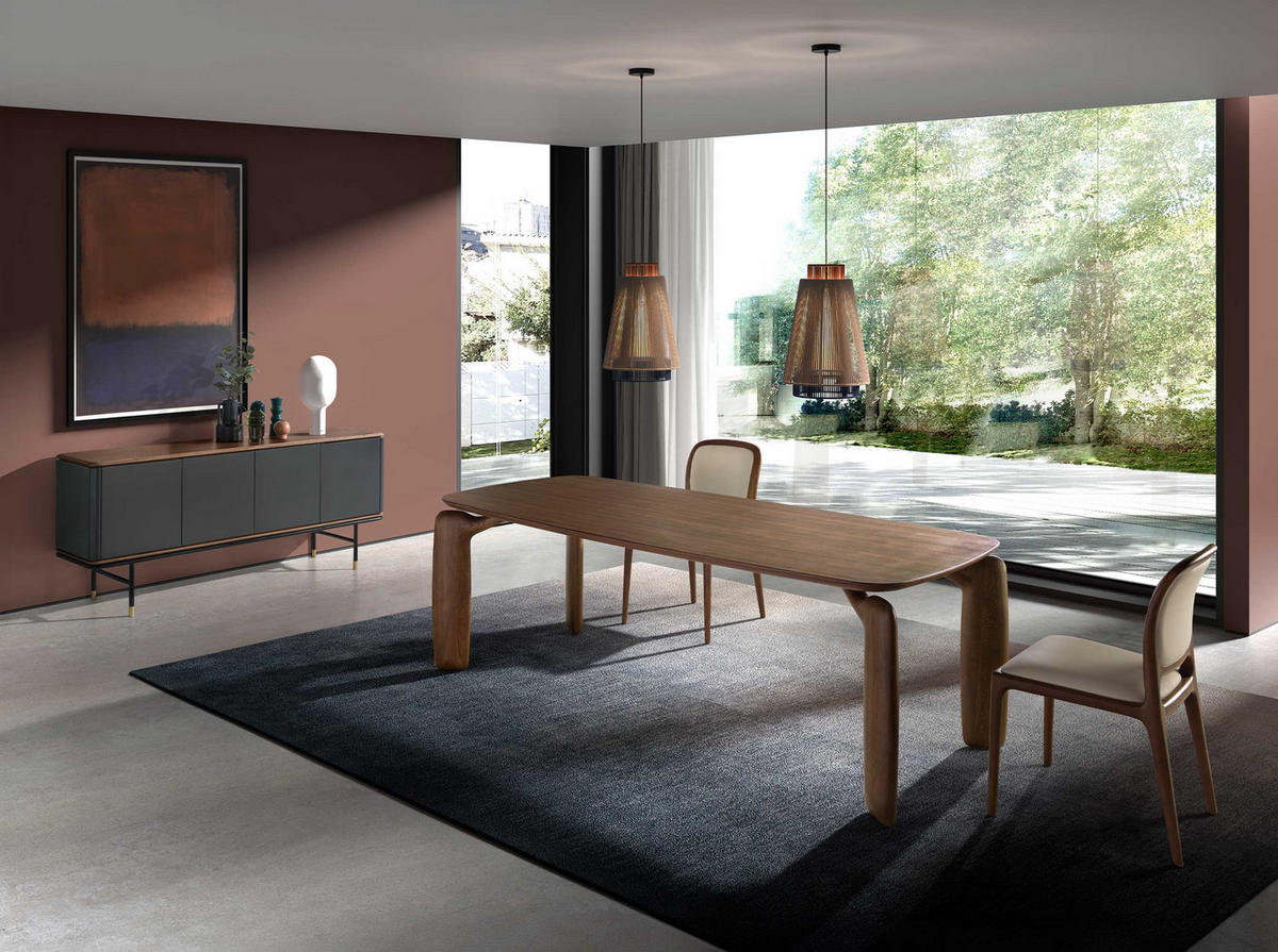 SIDEBOARD Rechteckig Dunkelgrau Walnuss Gold 180/45/79 - Dunkelgrau, Holzwerkstoff (180/79/45cm) - ANGEL CERDA