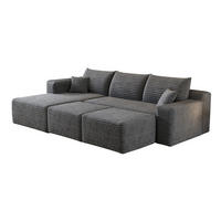 ECKSOFA 241 cm aus Stoff mit Cordbezug und Chaise Lounge Dunkelgrau - Dunkelgrau, Textil (151/241cm) - Modenvie