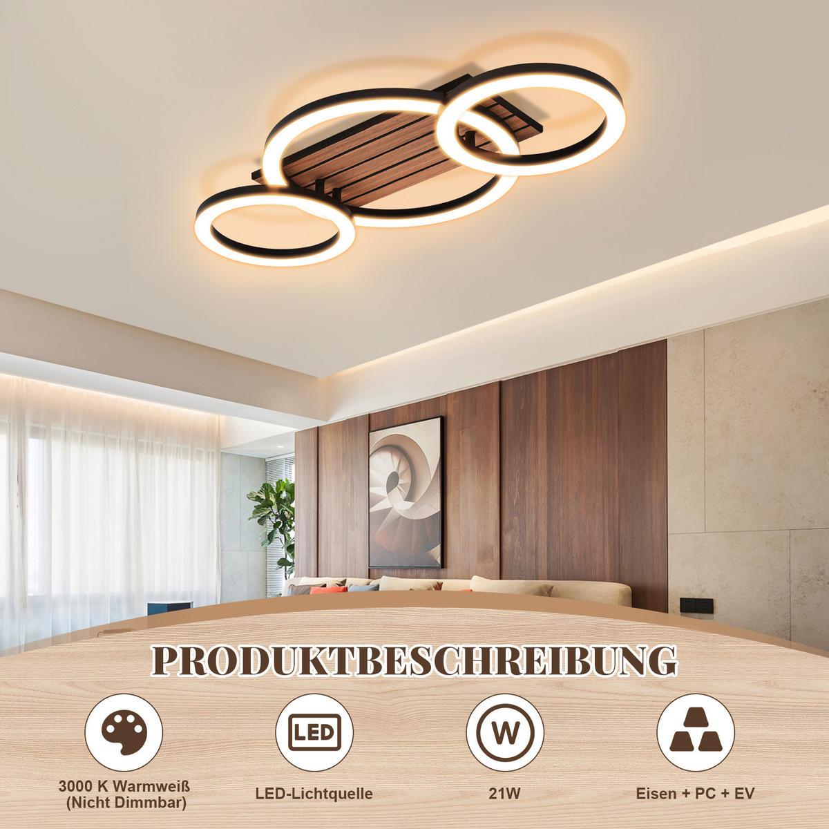 LED DECKENLEUCHTE Krellis 58.4/30/8 cm - Schwarz, Kunststoff/Metall (58.4/30/8cm) - ZMH