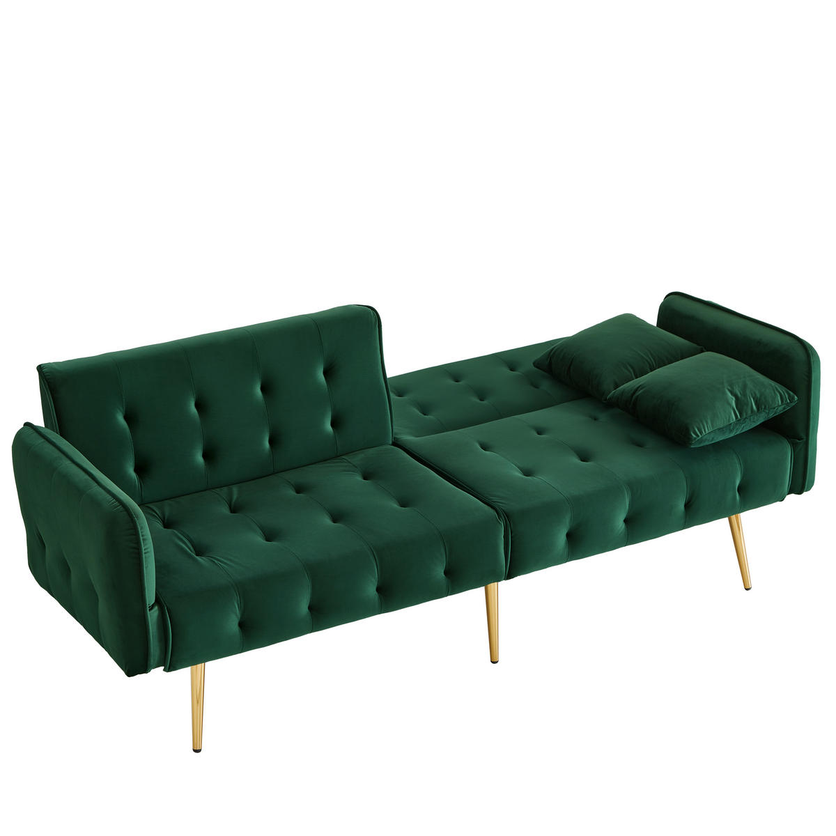 SCHLAFSOFA 178/82/70 cm Grün Samt mit verstellbarer Rückenlehne und mehrstelligen Armlehnen - Grün, Textil (82/70/178cm) - Oxeza
