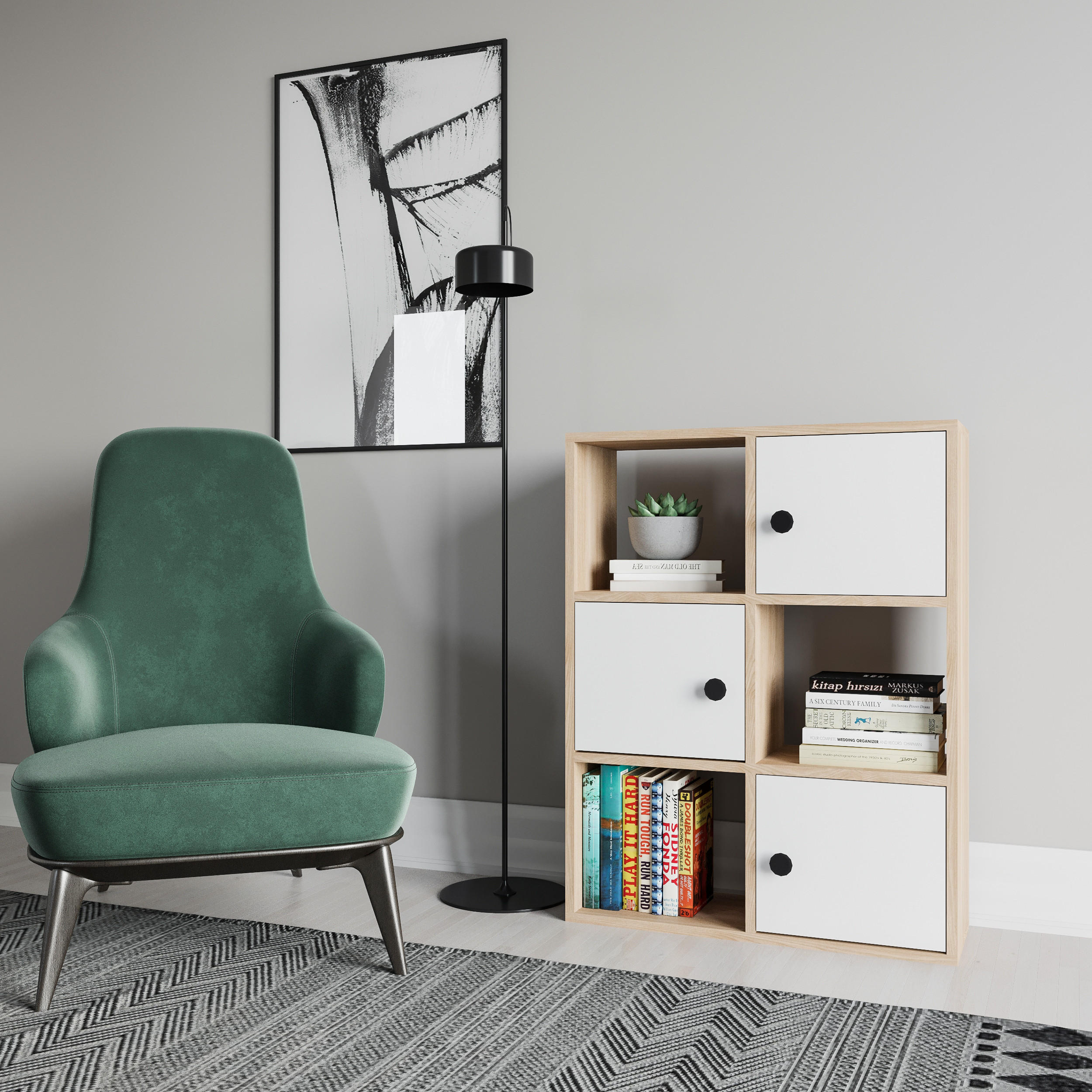 BÜCHERREGAL Tilton Eiche Weiss - Eichefarben/Weiß, Holzwerkstoff (25/93/72cm) - Decorotika