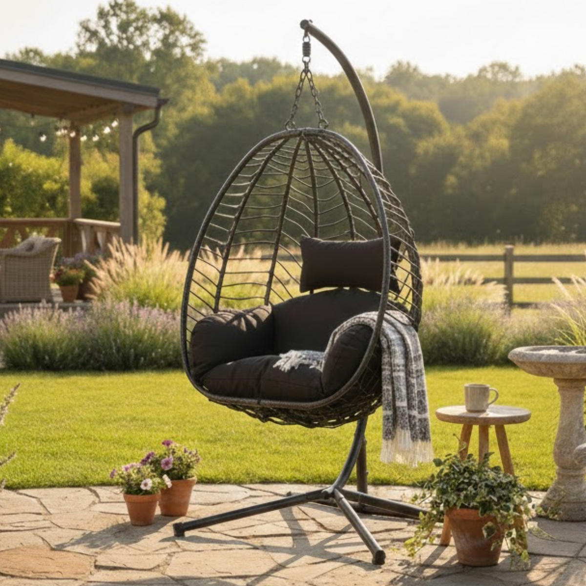 HÄNGESESSEL in Schwarz - Schwarz, Metall (92/197/104cm) - Home Collective