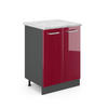 KÜCHENUNTERSCHRANK R-Line Bordeaux Hochglanz 60 cm AP Marmor - Bordeaux/Anthrazit, Holzwerkstoff (60/81.6/46cm) - Vicco