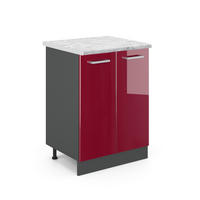 KÜCHENUNTERSCHRANK R-Line Rot Hochglanz 60 cm AP Marmor - Anthrazit/Rot, Holzwerkstoff (60/81.6/46cm) - Vicco