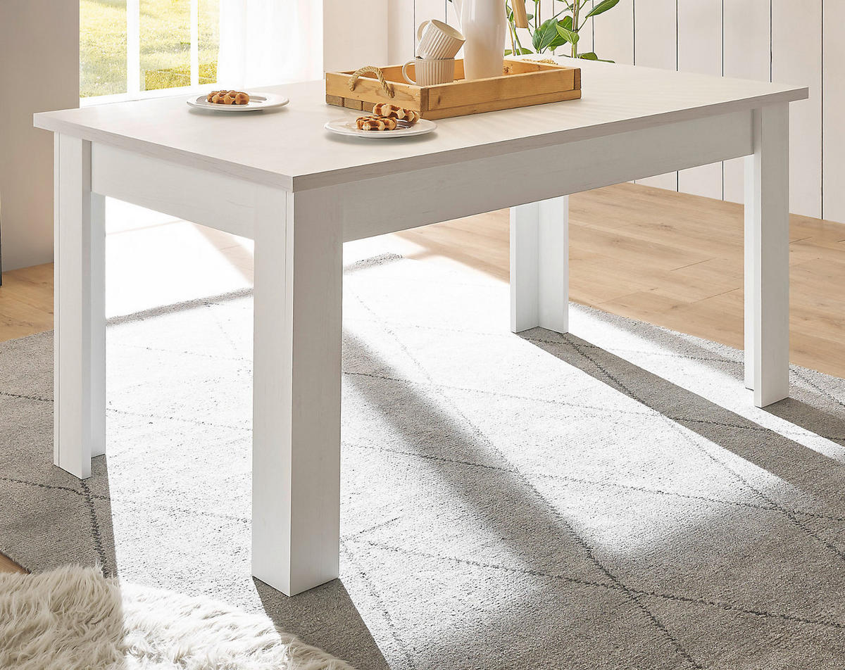 ESSTISCH weiß Pinie Landhaus, Tisch 160 x 90 cm - Weiß/Pinienfarben, Holzwerkstoff (160/90/76cm) - Furn.Design