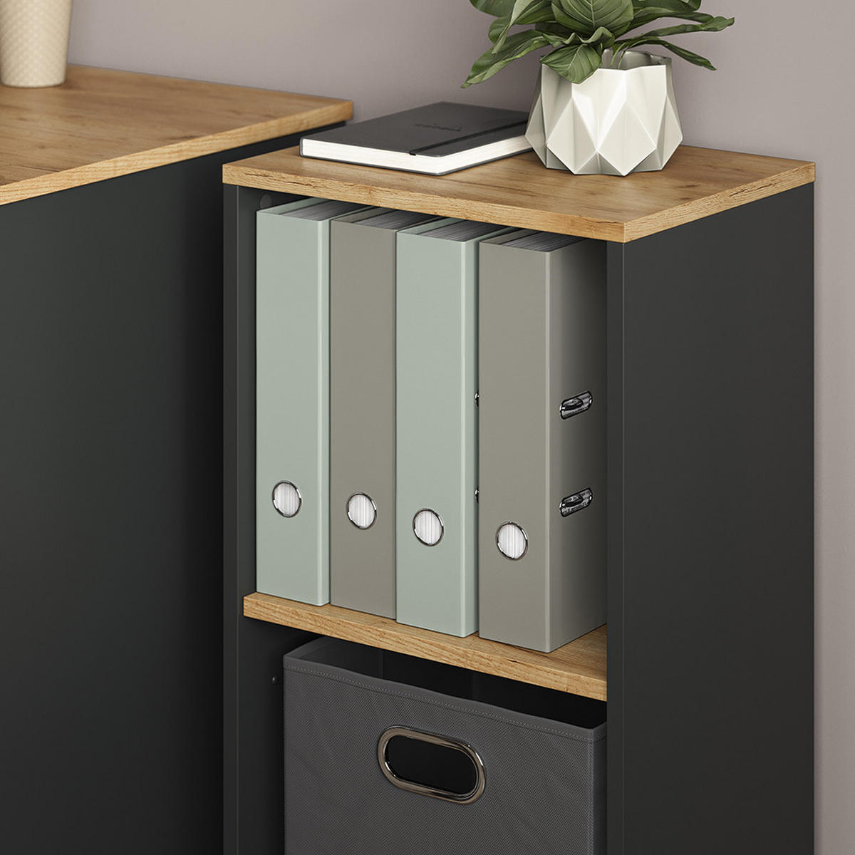 BÜCHERREGAL Tomy Anthrazit/Goldkraft Eiche 40 x 74 cm mit 2 offenen Fächern - Honigeiche/Anthrazit, Holzwerkstoff (40/74/30cm) - Vicco