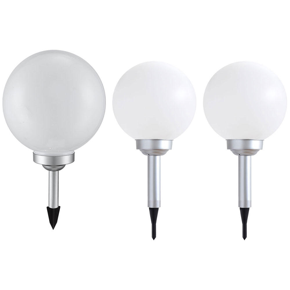 LED AUSSENLEUCHTE Kugel Weiß Modern 3er Set - Weiß, Kunststoff (25/25/65cm)