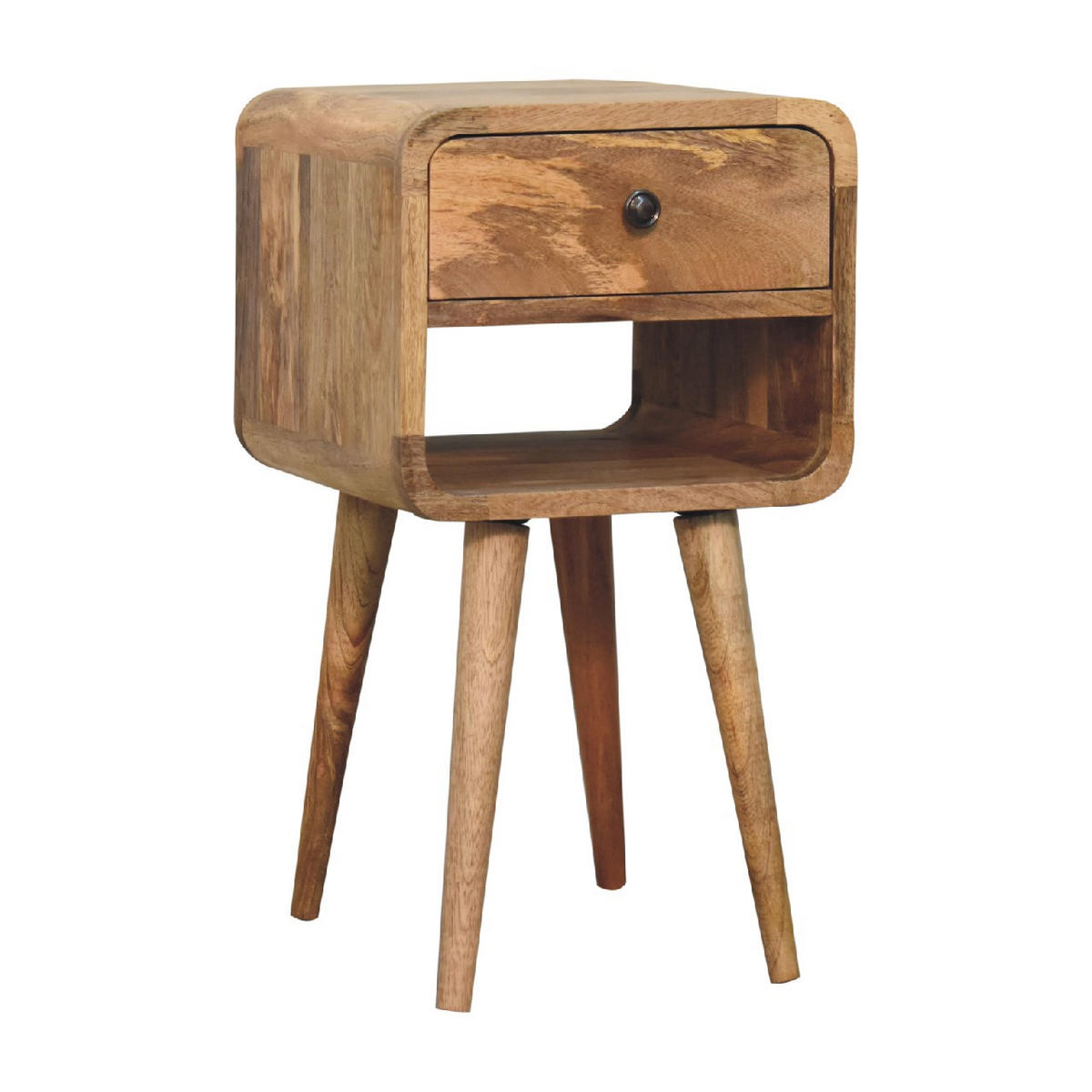 NACHTTISCH mit einer Schublade - Eichefarben/Messingfarben, Holz/Metall (30/55/30cm) - Artisan Furniture
