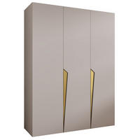 DREHTÜRENSCHRANK 202/150/52 3-türig - Beige/Goldfarben, Holz/Metall (150/202/52cm) - Abiks Möbel