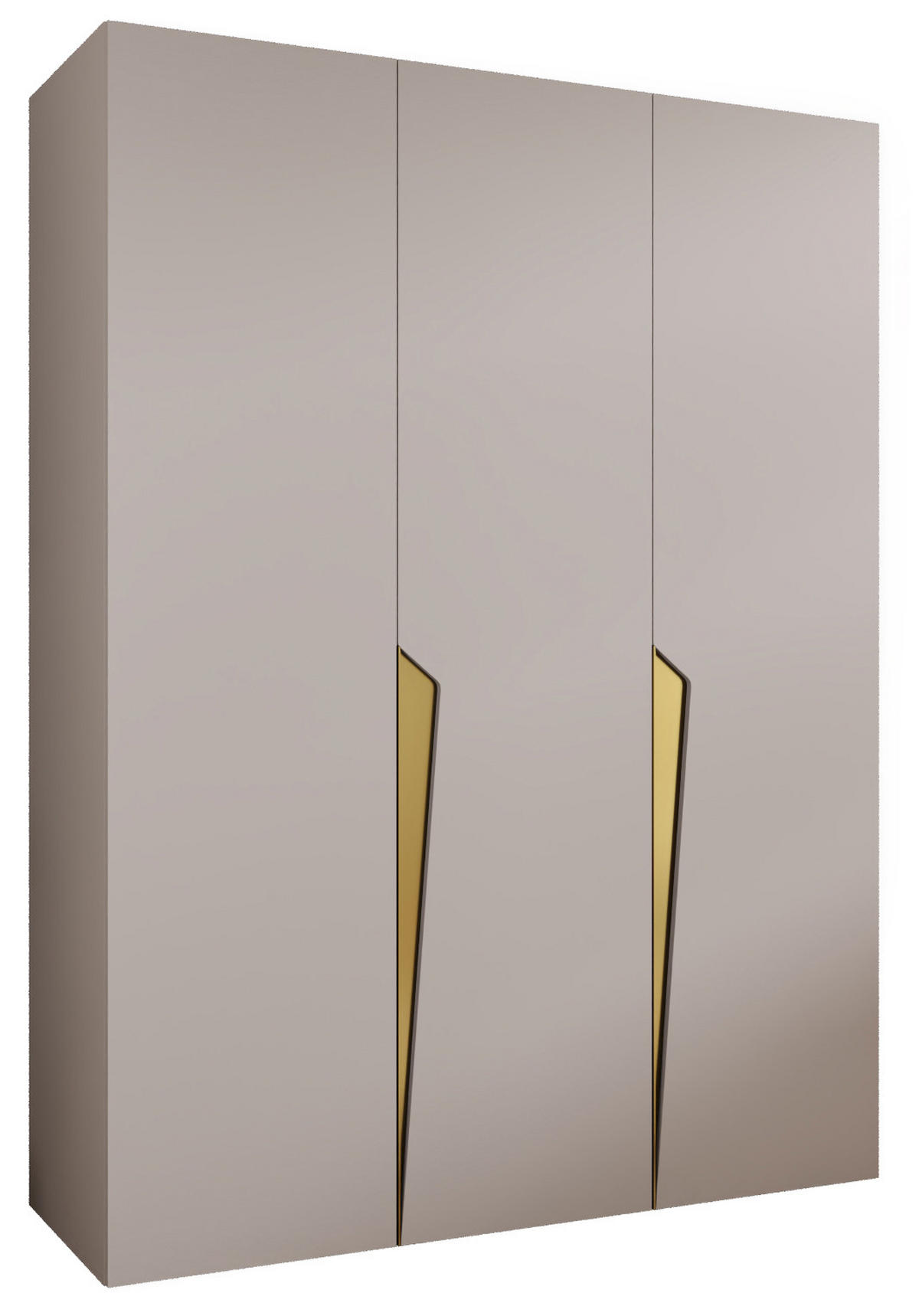 DREHTÜRENSCHRANK 202/150/52 3-türig - Beige/Goldfarben, Holz/Metall (150/202/52cm) - Abiks Möbel