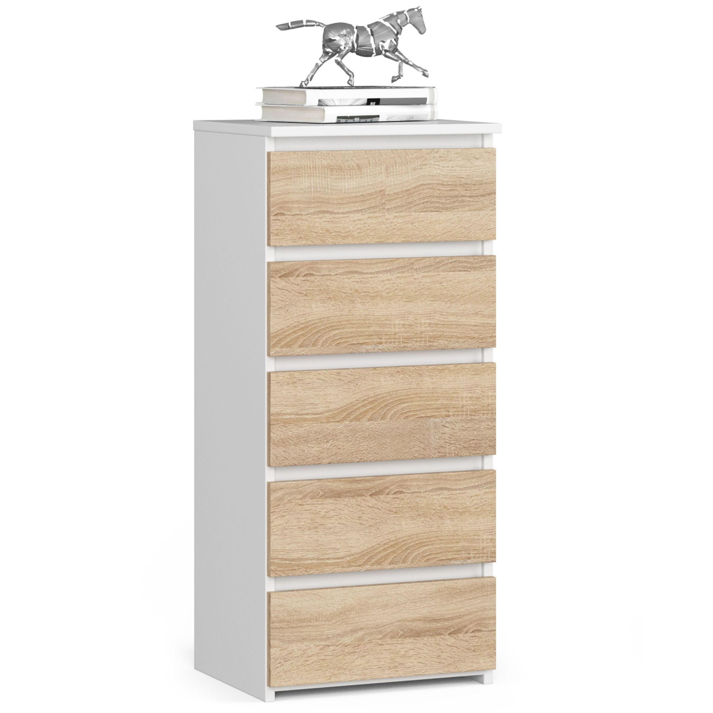 KOMMODE Weiß, Sonoma Eiche 40x35x92 cm - Weiß/Sonoma Eiche, Holzwerkstoff (40/92/35cm) - Akord